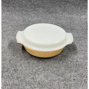 VTG Fire King 1.5qt Casserole Dish Peach Luster #433‎ Iridescent Glass & Lid